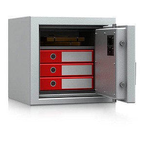 ISS Tresor Düsseldorf Mettmann II Sicherheitsstufe S2 nach EN14450 mit Feuerschutz lichtgrau 49,5 x 47,2 x 47,5 cm