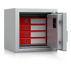ISS Tresor Karlsruhe II Sicherheitsstufe 1 nach EN 1143-1 mit Feuerschutz lichtgrau 49,5 x 47,2 x 47,5 cm