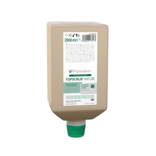 Physioderm® TOPSCRUB® NATURE | 2-Liter-Varioflasche Handreiniger mit Naturreibemittel für starke Verschmutzungen, z. B. bei Öl, Ruß, Graphit und Metallstaub
