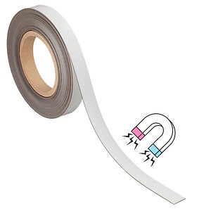 MAUL Magnetband, 20 mm x 10 m, Dicke: 1 mm, weiß beschriftbares Kennzeichnungsb