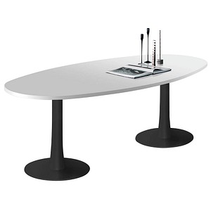 Quadrifoglio Konferenztisch Idea+ lichtgrau oval, Säulenfuß grau, 240,0 x 110,0 x 74,0 cm