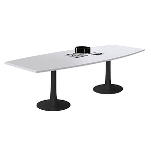 Quadrifoglio Konferenztisch Idea+ lichtgrau Tonnenform, Säulenfuß grau, 280,0 x 80,0 - 110,0 x 74,0 cm