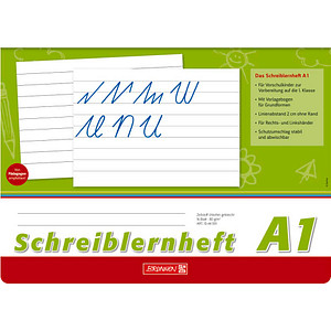 BRUNNEN Schreiblernheft Lineatur A1 liniert DIN A4 quer ohne Rand, 16 Blatt
