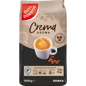 GUT&GÜNSTIG Caffé Crema Kaffeebohnen Arabicabohnen kräftig 1,0 kg