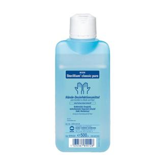 >>Artikel 37421 verwenden>>Artikel nicht mehr im Sortiment Sterillium® classic pure Händedesinfektion farbstoff- und parfümfrei |  500 ml