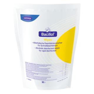 Bacillol® Wipes | 90 Tücher/Beutel alkoholische Schnell-Desinfektionstücher für den Einsatz im Bacillol Wipes-Spender