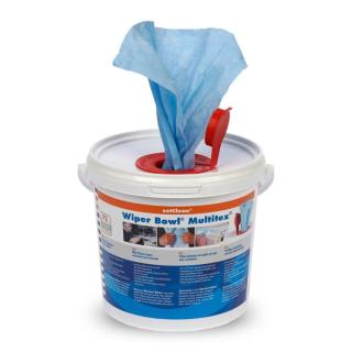 Wiper Bowl® Multitex®, feuchte Reinigungstücher im Spendereimer | 72 Tücher Viskosevliesreinigungstuch, getränkt mit Reinigungsflüssigkeit, fusselarm, wischfest