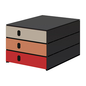 styro Schubladenbox styroval pro feelings Hedgehog  grau, rot 14-8050.He, DIN C4 mit 3 Schubladen