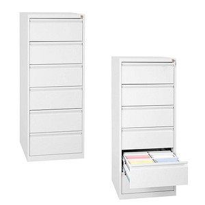 Gürkan Karteischrank reinweiß mit 6 Schubladen 53,0 x 62,0 x 132,0 cm