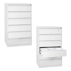 Gürkan Karteischrank reinweiß mit 6 Schubladen 76,0 x 62,0 x 132,0 cm