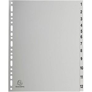 Exacompta Ordnerregister Vollformat, Überbreite 1-12 grau 12-teilig, 1 Satz