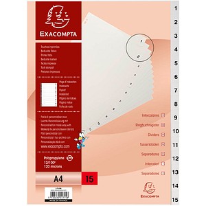 EXACOMPTA Kunststoff-Register, Zahlen, DIN A4, 15-teilig
