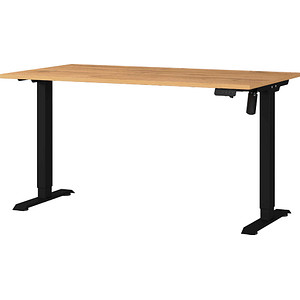 GERMANIA Profi 3.0 Profi 3.0 höhenverstellbarer Schreibtisch grandson-eiche rechteckig, C-Fuß-Gestell schwarz 140,0 x 80,0 cm