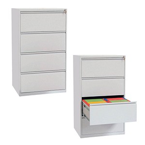 Gürkan Hängeregistraturschrank lichtgrau mit 4 Schubladen 76,0 x 62,0 x 132,0 cm