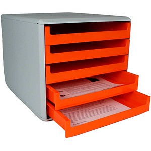 M&M Schubladenbox  orange DIN A4 mit 5 Schubladen