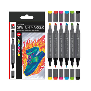 Marabu Sketch-Marker Graphix "HEAT", 6er Etui
