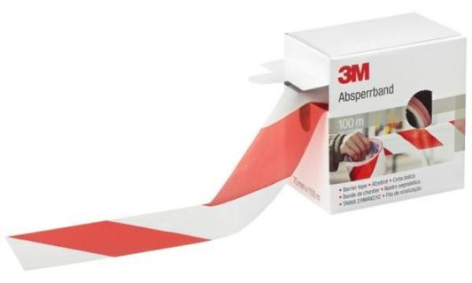 3M Absperrband, rot / weiß, nicht klebend, 70 mm x 100 m wiederstandsfähige PE 