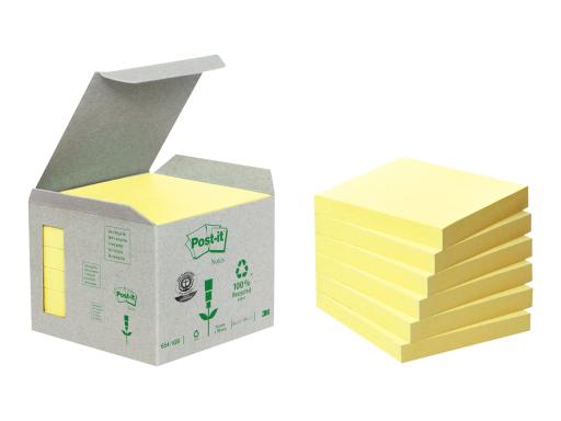3M Post-it Haftnotizen Recycling/6541B 76 x 76 mm gelb Inh.6