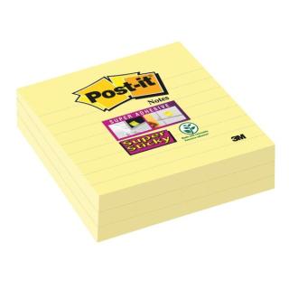 3M Post-it Haftnotizen Super Sticky, 101 x 101 mm, gelb 70 Blatt/Block, liniert