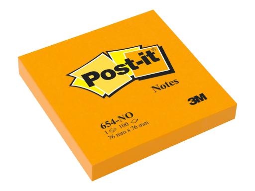 3M Post-it Notes Haftnotizen, 76 x 76 mm, neon-orange (654-NOR)