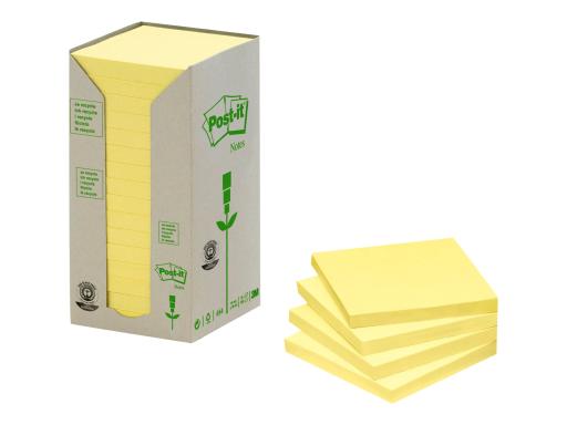 3M Post-it Recycling Notes Haftnotizen, 76 x 76 mm, gelb 100 Blatt-Block, aus 1