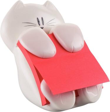 3M Post-it Z-Notes Haftnotizen-Spender, Katzenform, weiß Kunststoff, inkl. 1 Bl
