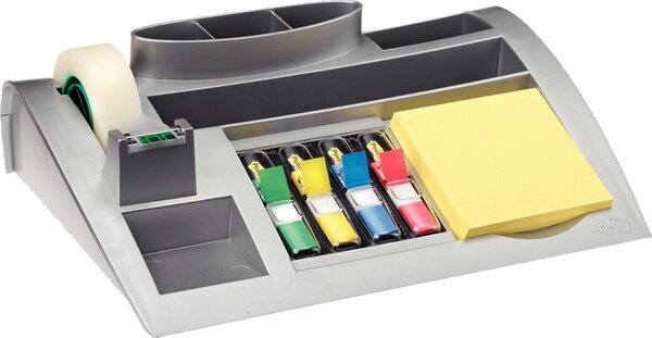 3M Schreibtisch Organizer C50, silber-metallic, bestückt inkl. 1 x Block Post-i