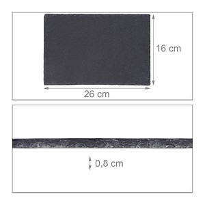 6 relaxdays Schieferplatten grau 26,0 x 16,0 cm