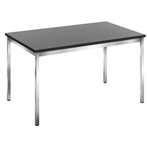 SODEMATUB Mehrzwecktisch esche-schwarz rechteckig, Vierkantrohr chrom, 120,0 x 80,0 x 74,0 cm