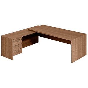 Quadrifoglio T45 Schreibtisch nussbaum L-Form Wangen-Gestell nussbaum 200,0 x 194,0 cm