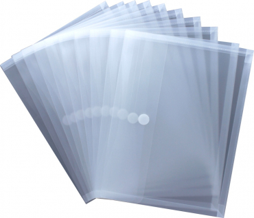 Dokumententaschen A4 quer mit umlaufender Dehnfalte u. Klettverschluss, transparent farblos, mit 30 mm Füllhöhe, aus PP, NEUTRAL - 10 Stück