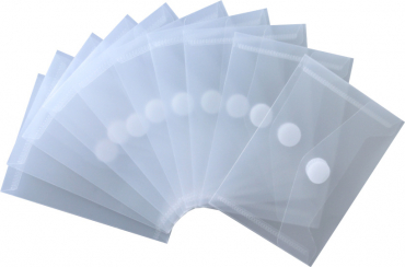 Dokumententaschen Sammelmappen Sichttaschen A7 quer transparent natur- Dokumentenmappe mit Klappe und Klettverschluss - 10 Stück