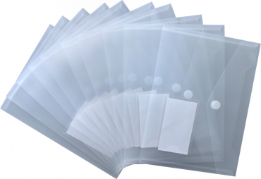 Dokumententasche A5 quer mit Visitenkartentasche u. Klettverschluss, transparent natur, aus PP, NEUTRAL - 10 Stück