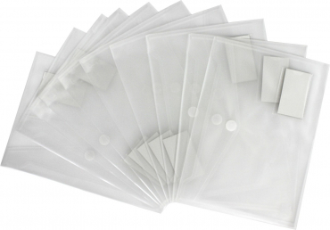 Dokumententasche A4 quer mit Visitenkartentasche u. Klettverschluss, transparent natur, aus PP, NEUTRAL - 10 Stück