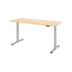 HAMMERBACHER XDSM19 höhenverstellbarer Schreibtisch ahorn rechteckig T-Fuß-Gestell silber 180,0 x 80,0 cm
