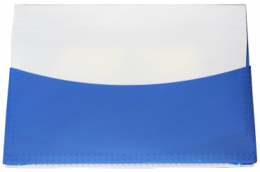 EXXO by HFP Fächertasche / Aktentasche / Sammeltasche, passend für A4 Unterlagen, 7 Fächer, aus PP, mit Klarsicht-Taben, Visitenkartenhalter und Einschubdeckel, Farbe: transparent blau – 1 Stück