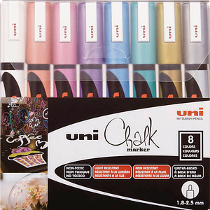 8 uni-ball uni Chalk PWE-5M Kreidemarker farbsortiert 1,0 - 2,0 mm