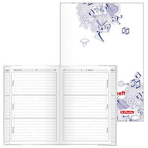 herlitz Hausaufgabenheft Kritzel Lineatur Sonderlineatur liniert DIN A5 Rand rundum, 48 Blatt