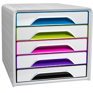 CEP Schubladenbox Smoove GLOSS, 5 Schübe, weiß / bunt