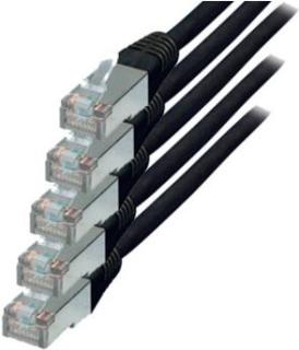 SCONN TP-Patchkabel Cat.6 S/FTP PIMF (VE5) schwarz 0,25m