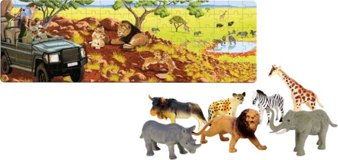 Tierfiguren Wildtiere + Puzzle 108 Teile