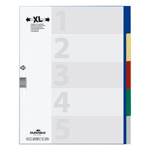 DURABLE Kunststoff-Register, A4, PP, 5-teilig, überbreit