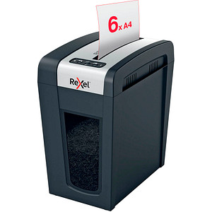 Rexel Secure MC6-SL Aktenvernichter mit Partikelschnitt P-5 2 x 15 mm 6 Blatt schwarz