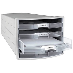 HAN Schubladenbox Impuls  transparent DIN C4 mit 4 Schubladen