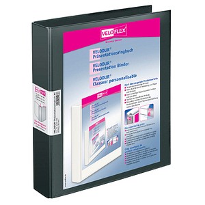 10 VELOFLEX VELODUR® Präsentationsringbücher 4-Ringe schwarz 4,6 cm DIN A4