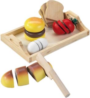 HAPPY PEOPLE® Kaufladen-Zubehör Holztablett mit Holzmahlzeit mehrfarbig