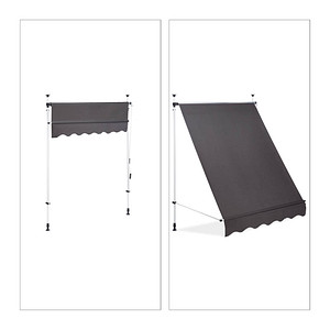 relaxdays Klemmmarkise grau 150,0 x 120,0 cm