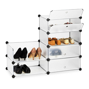 relaxdays Schuhschrank transparent 6 Fachböden 49,0 x 37,0 x 107,0 cm