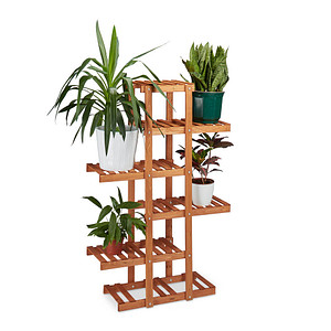 relaxdays Blumenregal Holz hellbraun rechteckig 81,0 x 125,0 cm
