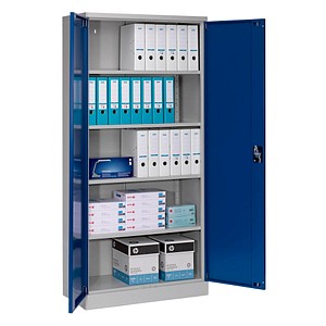 Gürkan Stahlschrank 108850 lichtgrau, enzianblau 92,0 x 42,0 x 195,0 cm